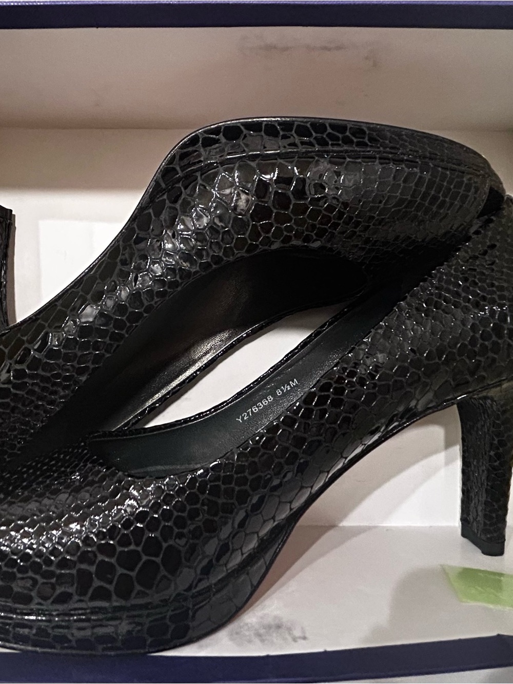 Stuart Weitzman Black-Crystal Snake Embossed Women's Pumps size 8.5